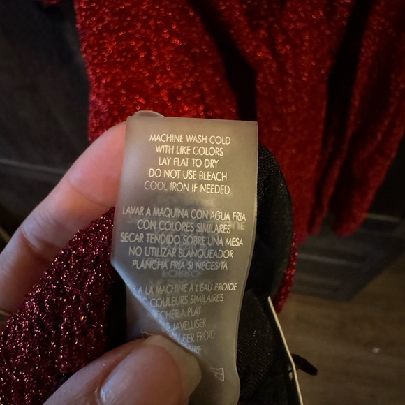 Calvin Klein Red Sparkly Metallic Holiday Midi Dress - Picture 7 of 7